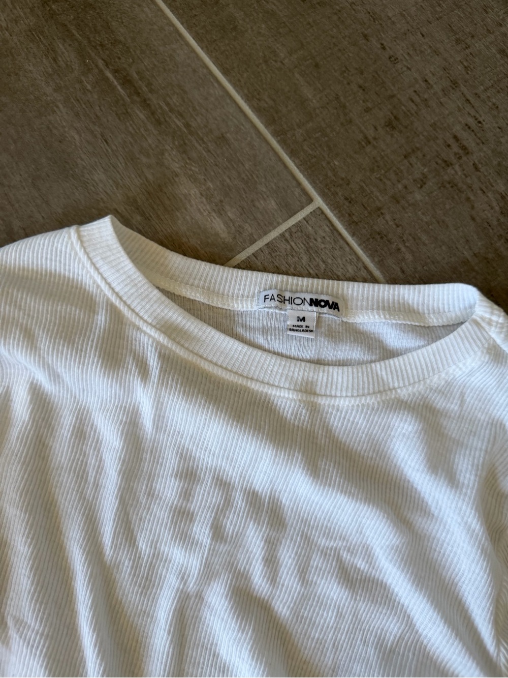 White Ribbed Long Sleeve Top - Picture 5 of 5